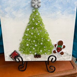 Festive Green Christmas Tree Canvas Art